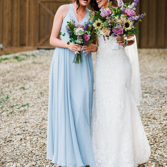 AZAZIE Amalfi Bridesmaid Dress Dusty Blue Size 8 - Picture 1 of 7